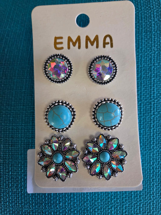AB Turquoise Trio Earring Set