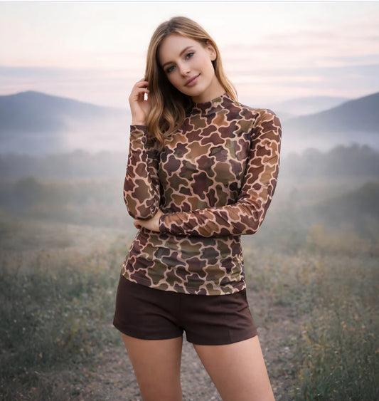 Camo Mesh Top