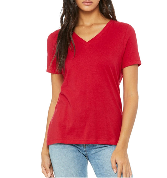 Red Short Sleeve Vneck