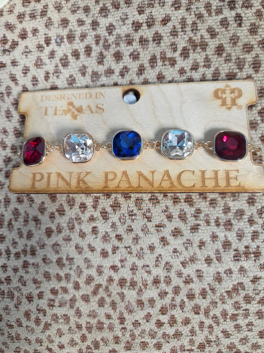 Red White Blue Rhinestone Bracelet