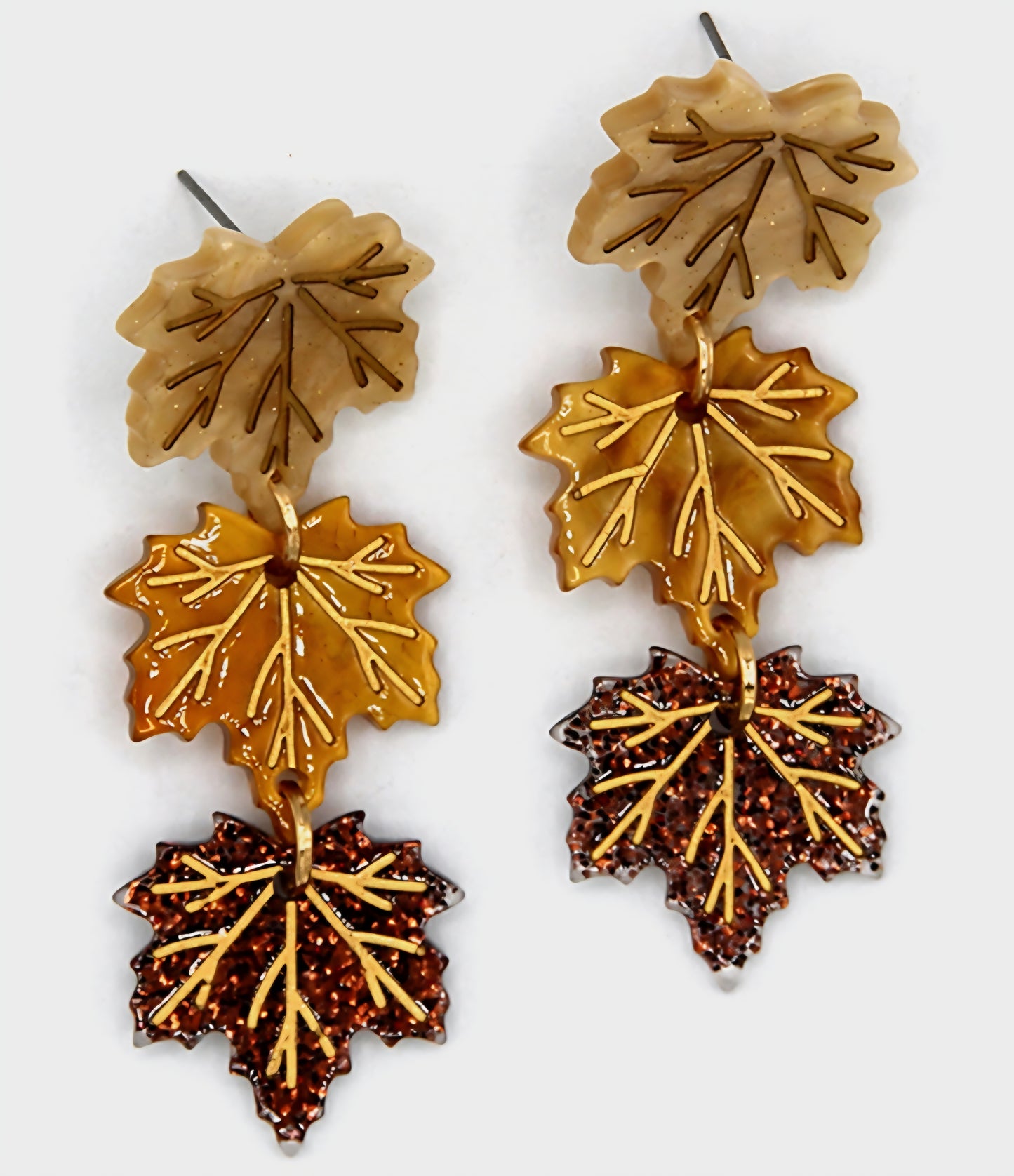 Leaf Dangle Triple Earrings