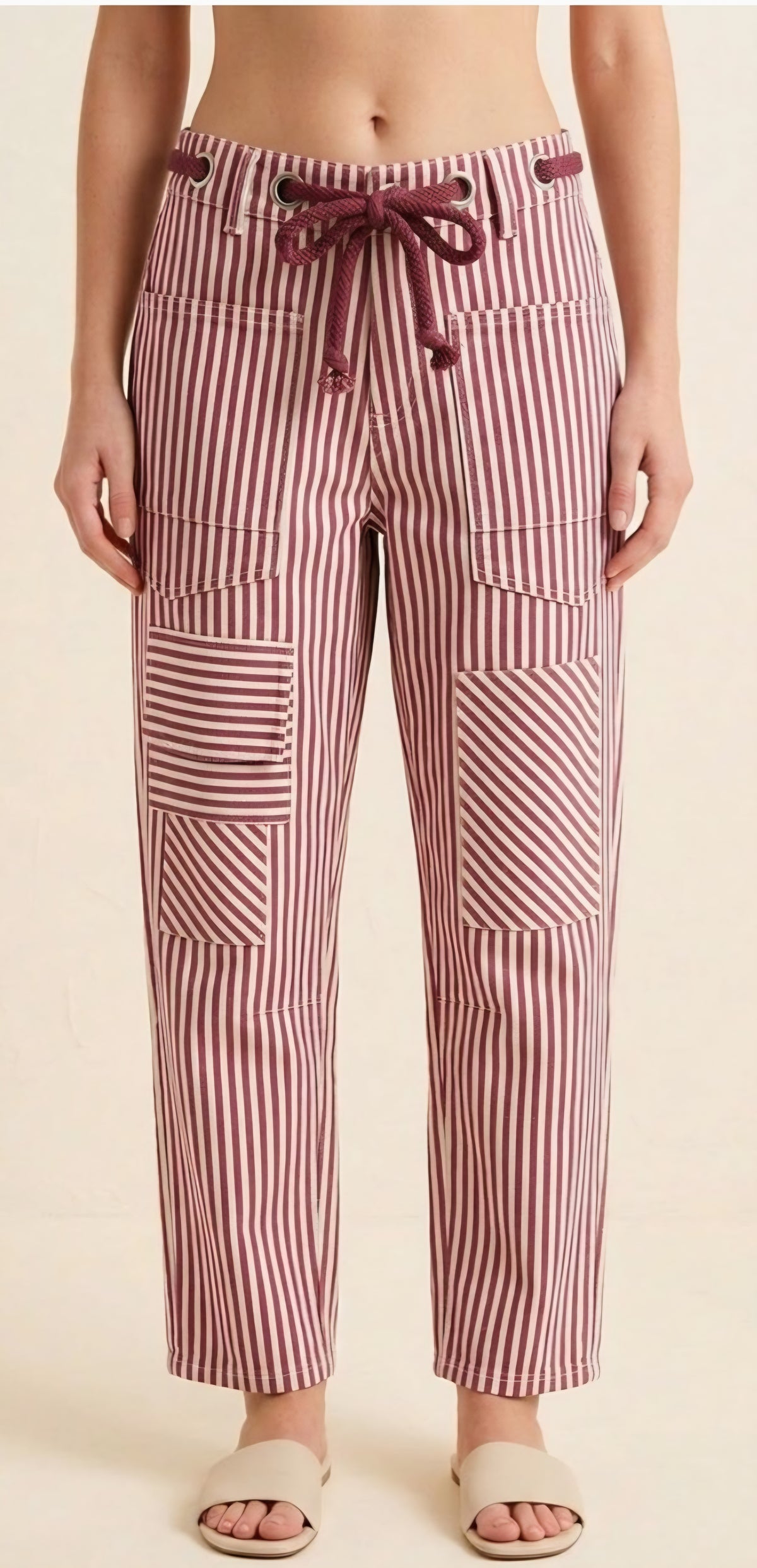 Burgundy Striped Pants