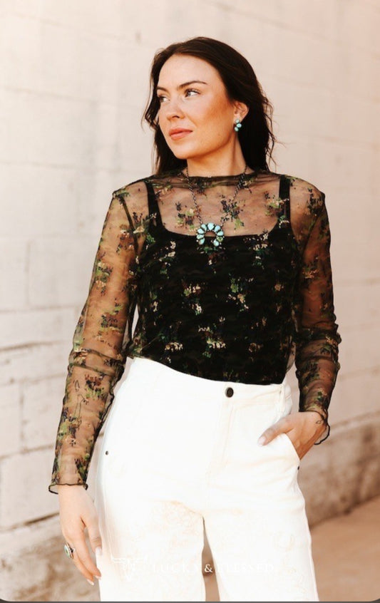 Camo Lace Top