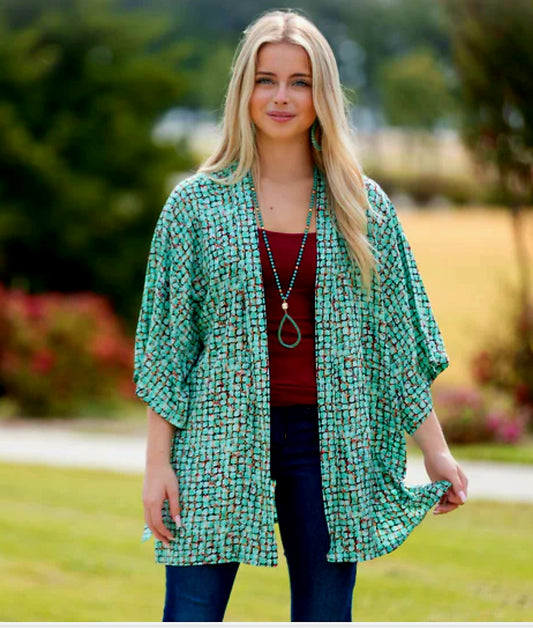 Geometric Print Duster*