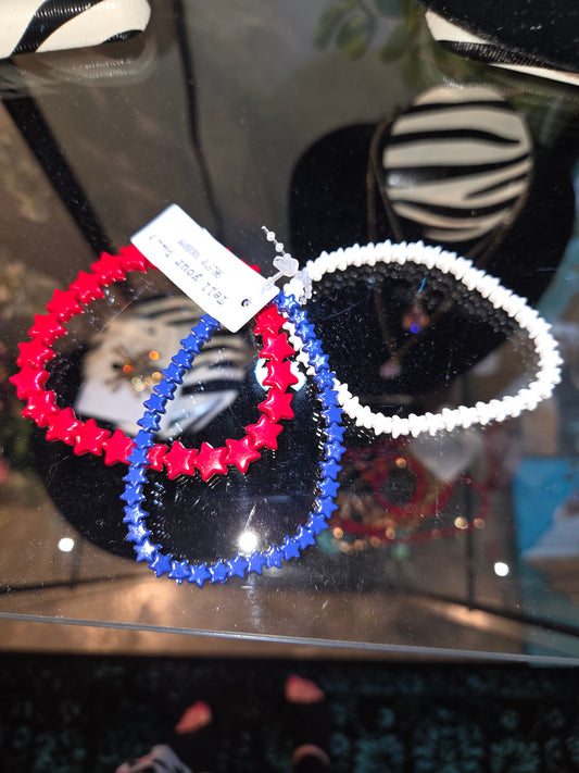 Red White Blue Star Bracelet Set