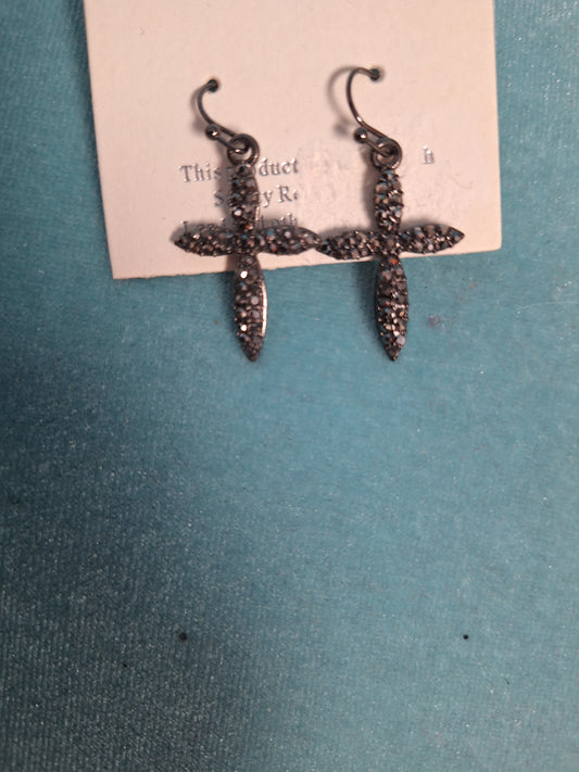 Bling Cross Earrings