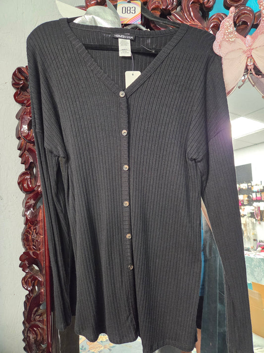 #83 Black Button Sweater