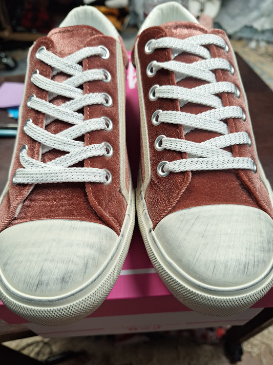 Big Dipper Blush Pink Tennis Shoes with Distressing