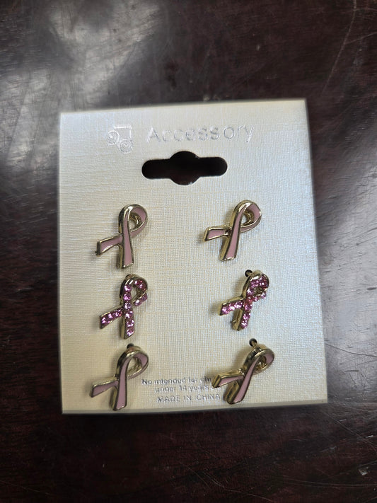 Pink Ribbon Earring Set