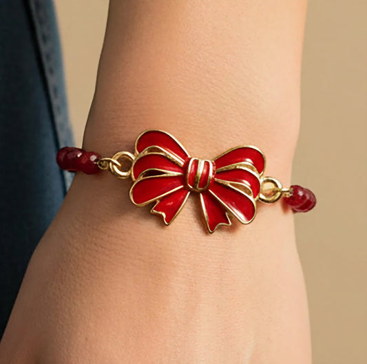 Red Bow Christmas Bracelet