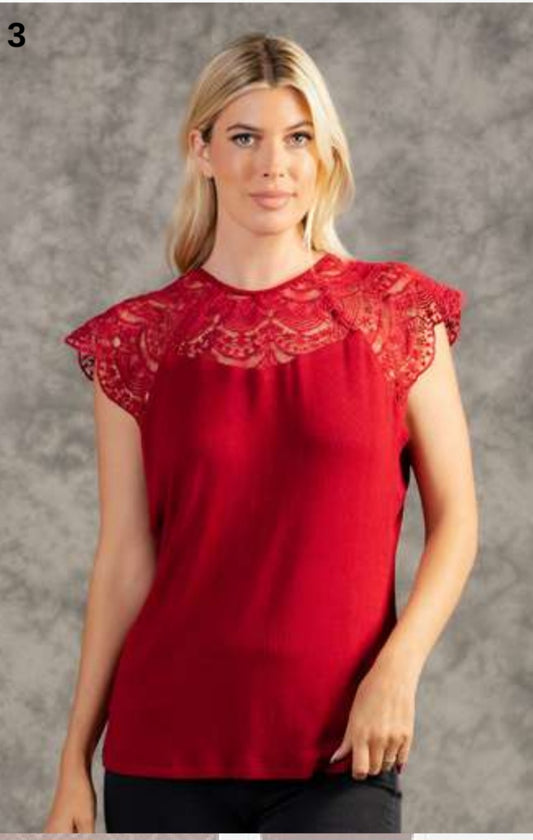 Burgundy Top with Lace