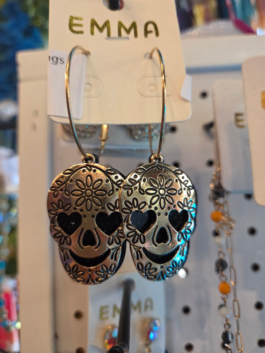 Sugar Skull Hoop Earrings