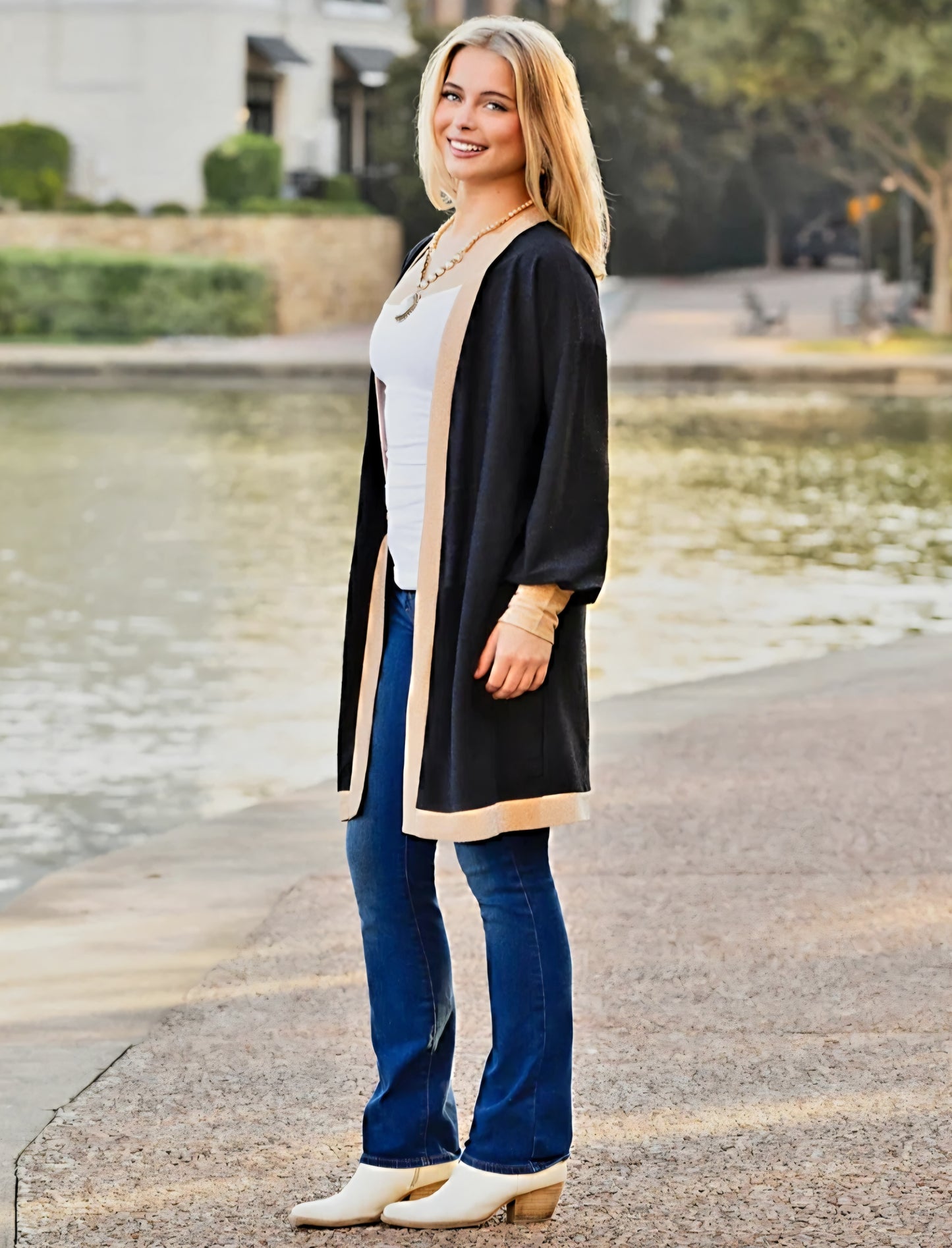 Black with Tan Cardi
