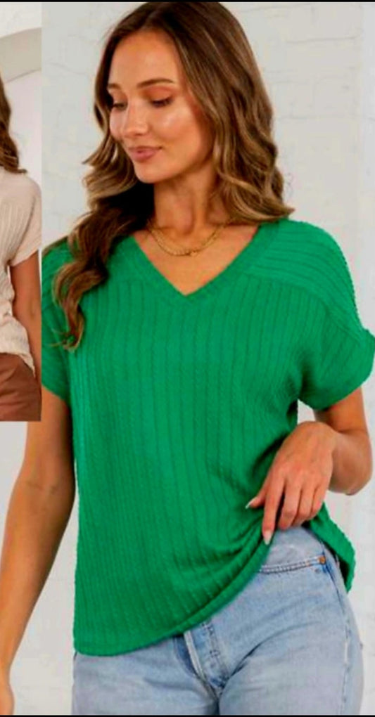 Green Cable Knit Top