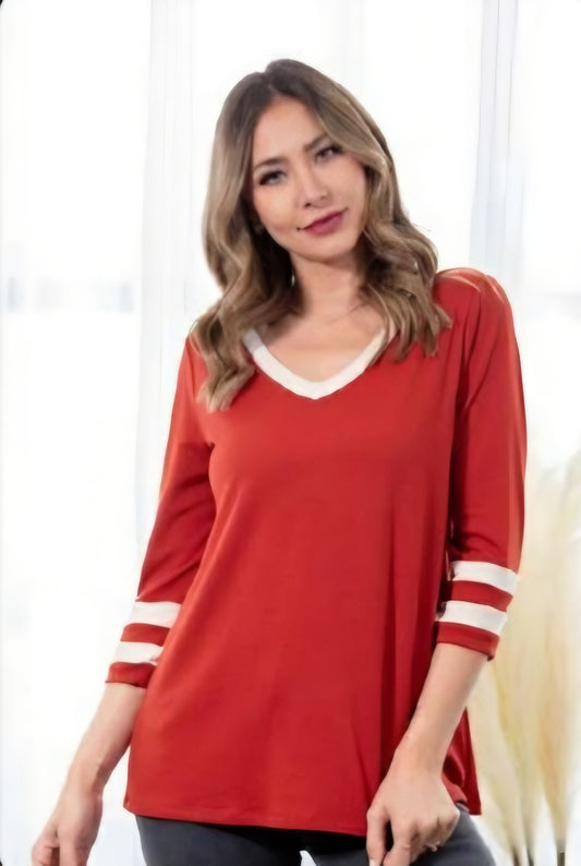 #214 Rust with Beige Stripe Shirt