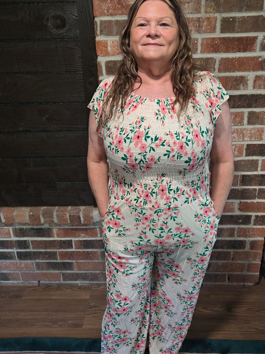 Pink Flower Romper