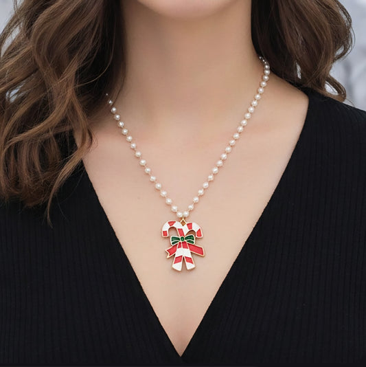 Candy Cane Bead Necklace