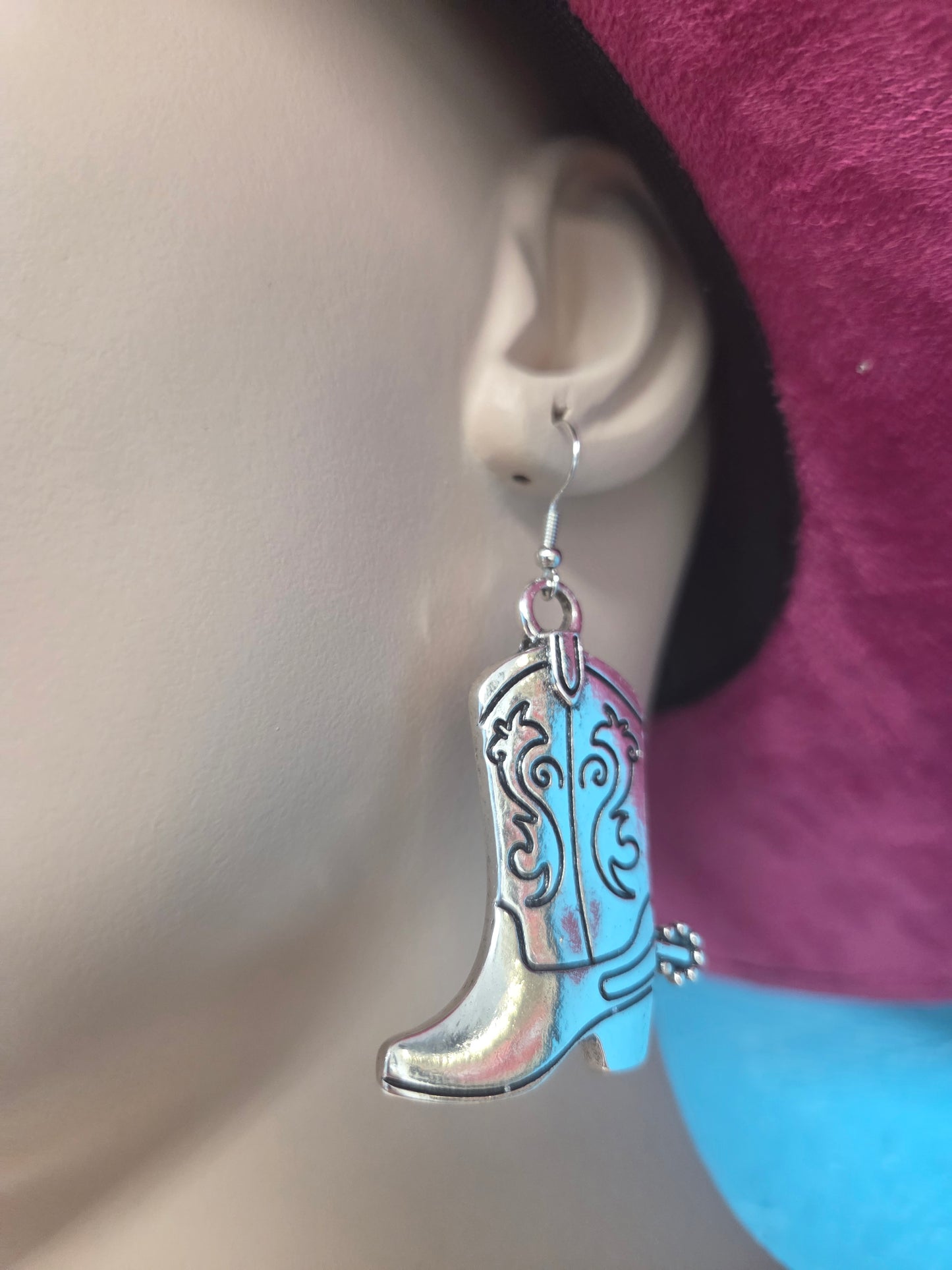 Silver Boot Earrings