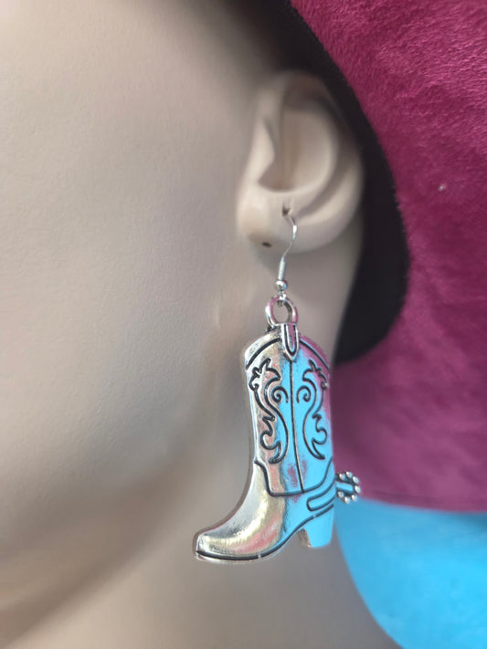 Silver Boot Earrings