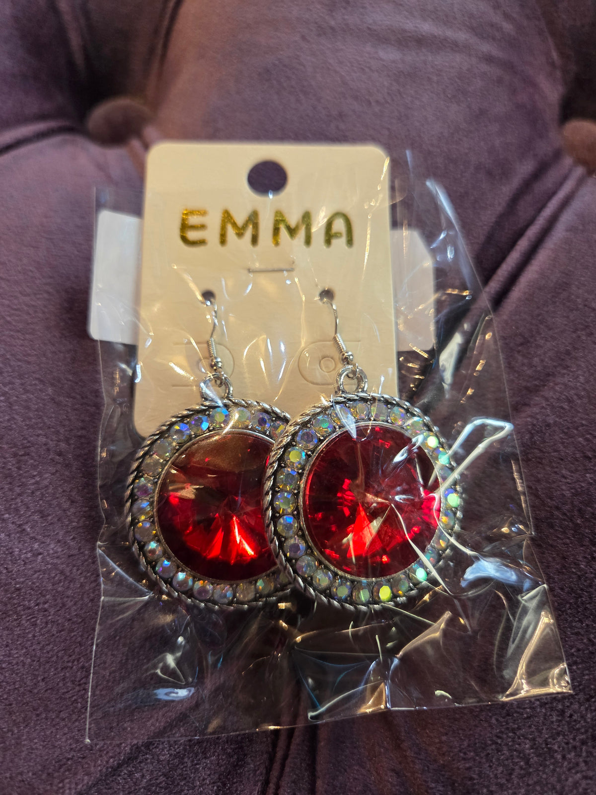 Red Round Earrings