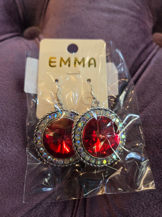 Red Round Earrings