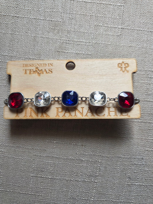 Red Blue Clear Rhinestone Bracelet Set