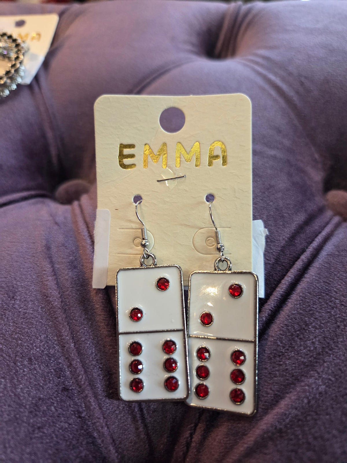 White Domino Earrings