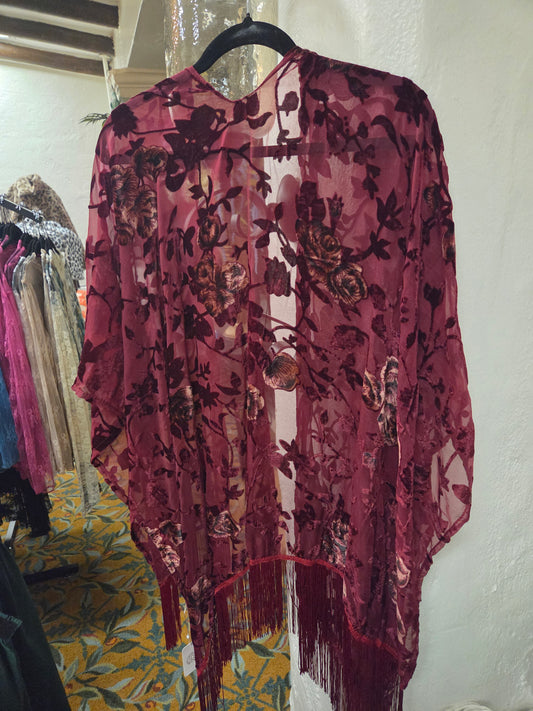 Burgundy Wrap w Fringe