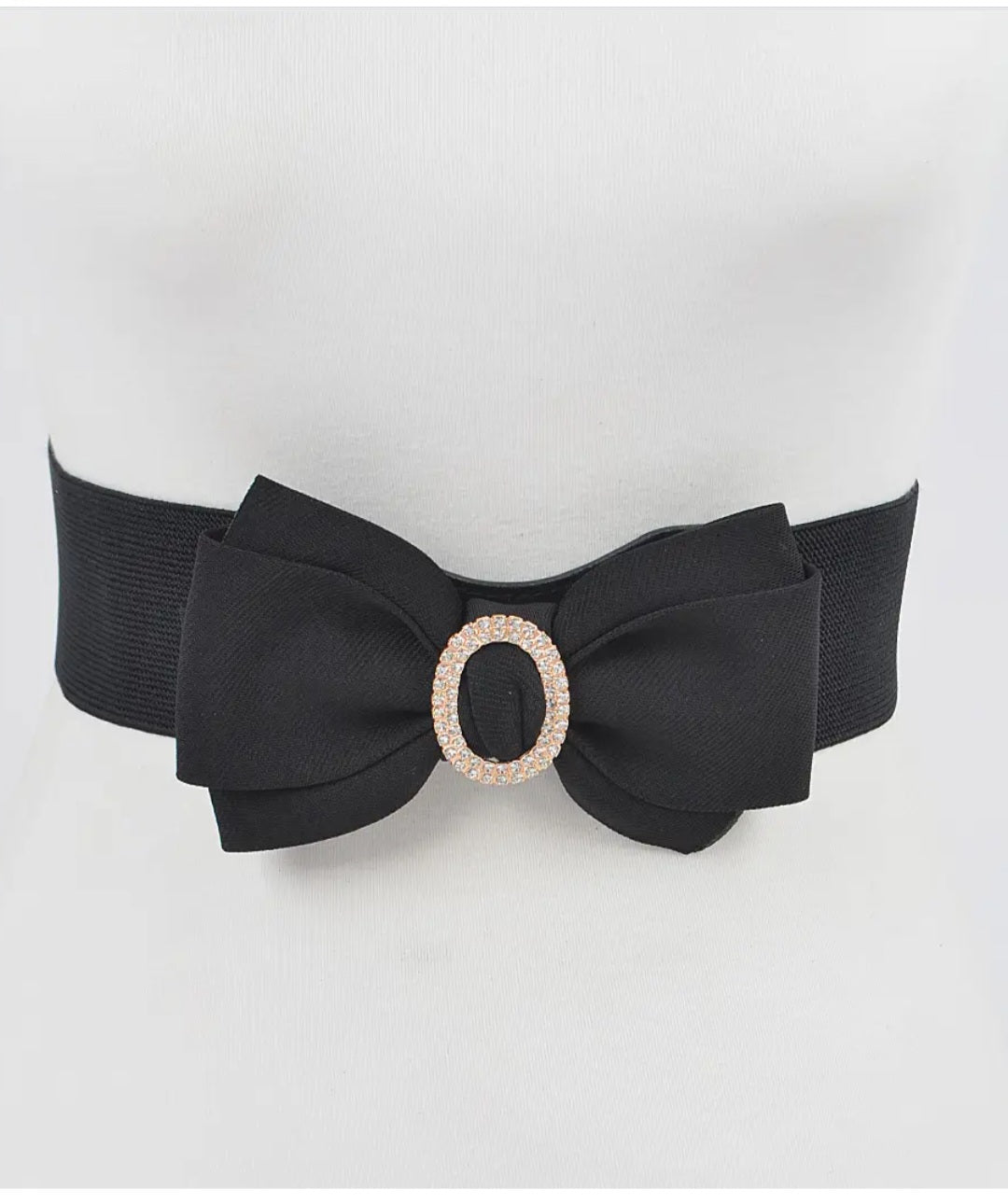 Rhinestone Bow Buckle Stretch Belt