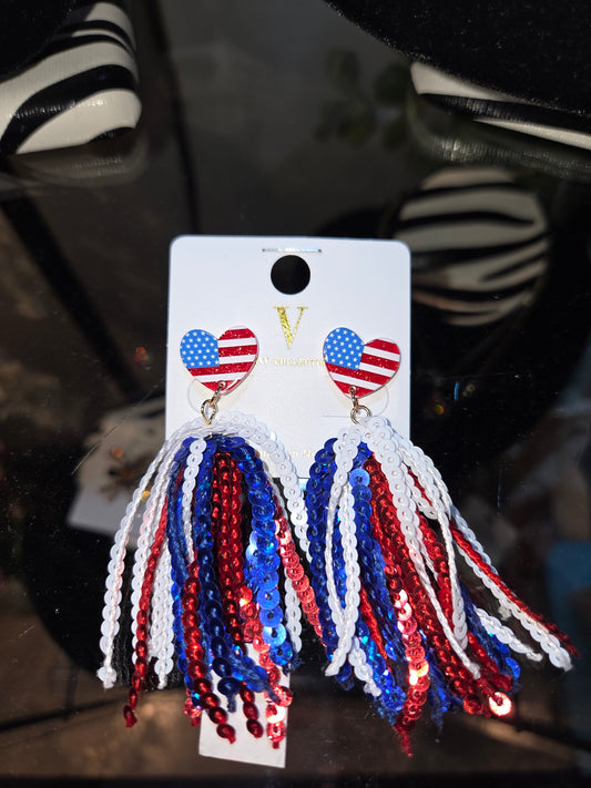 Patriotic Fringe Earrings
