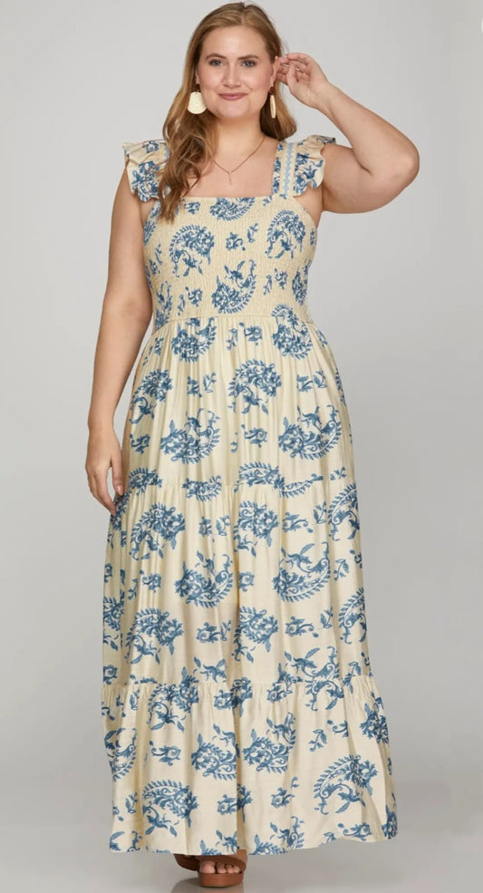 Blue Floral Maxi Dress