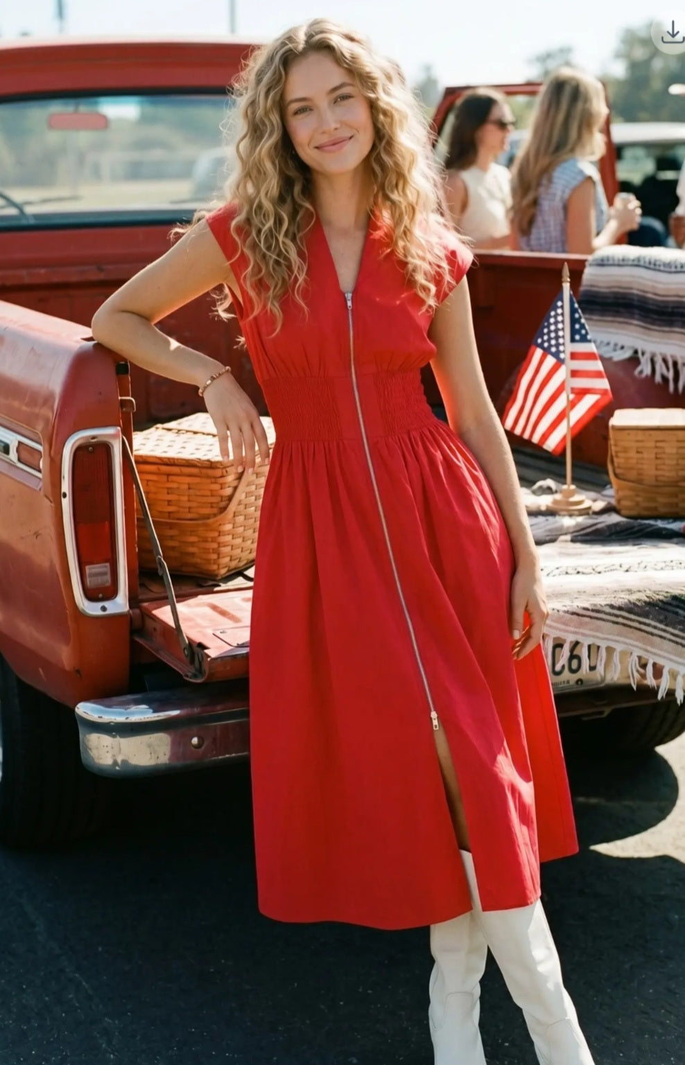 Red Dress with Zip Front