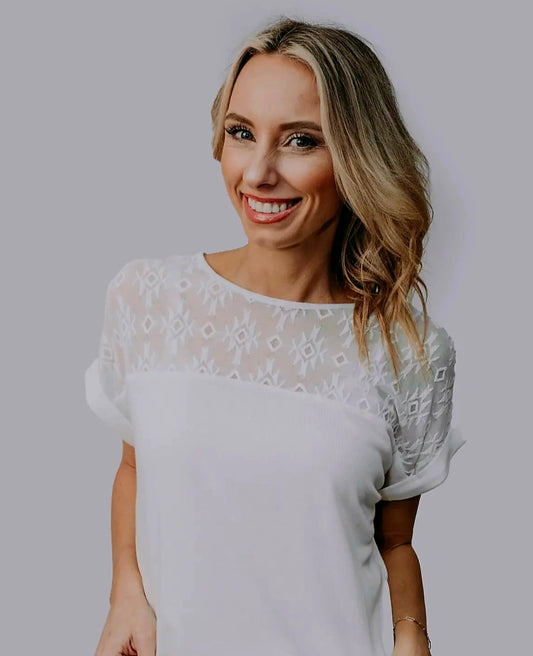 Aztec Lace White Top