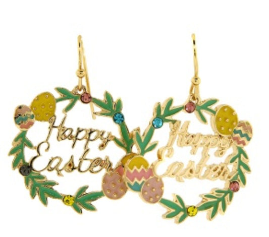 Happy Easter Wreath Earrings