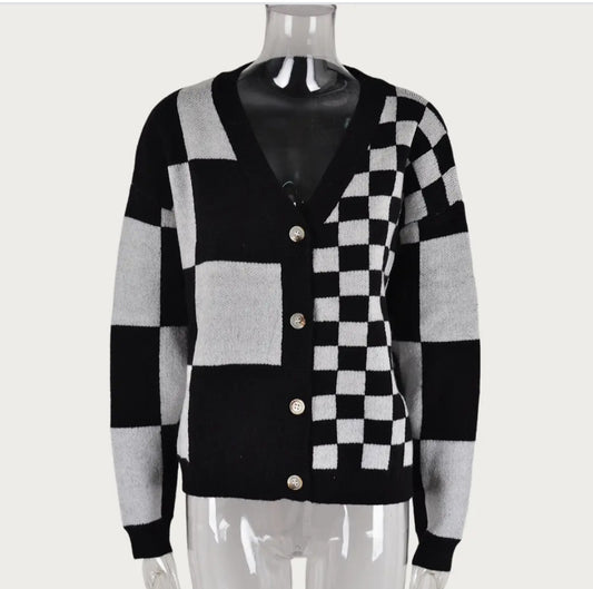Black/White Checkered Sweater