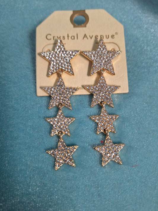 Quad Star Clear Bling Earrings