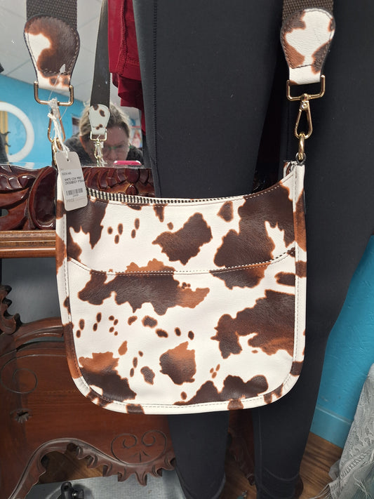 White Cow Print Crossbody