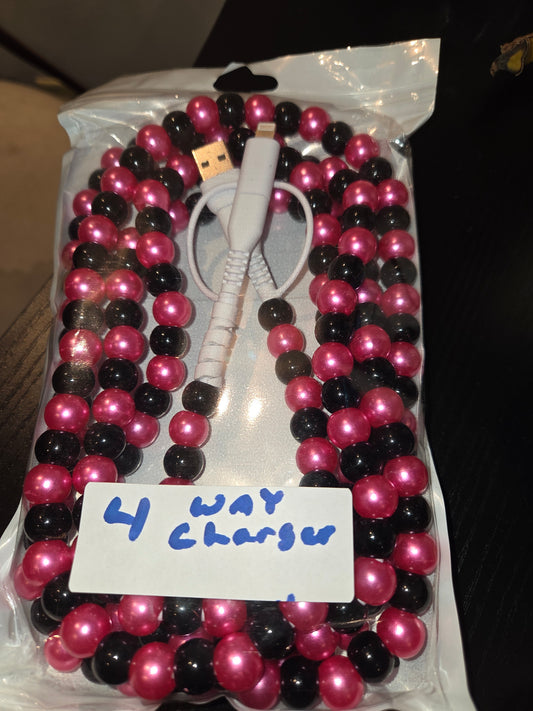 Fuschia and Black Charging Cable 6.5 Ft
