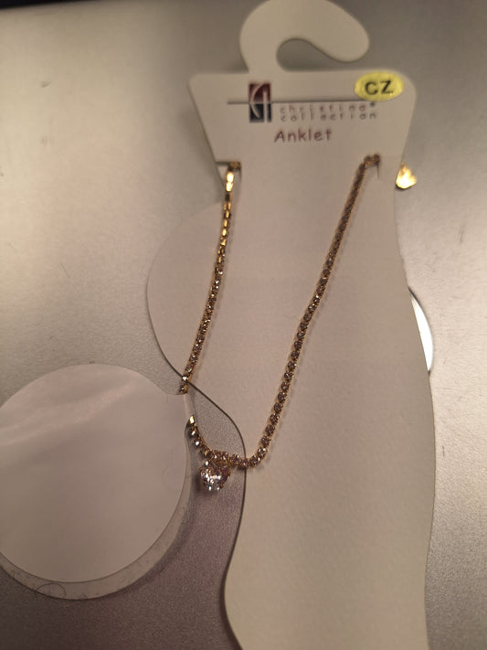 CZ Gold Setting  Anklet