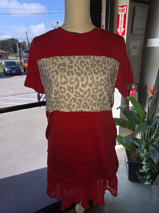 Red Leopard Top