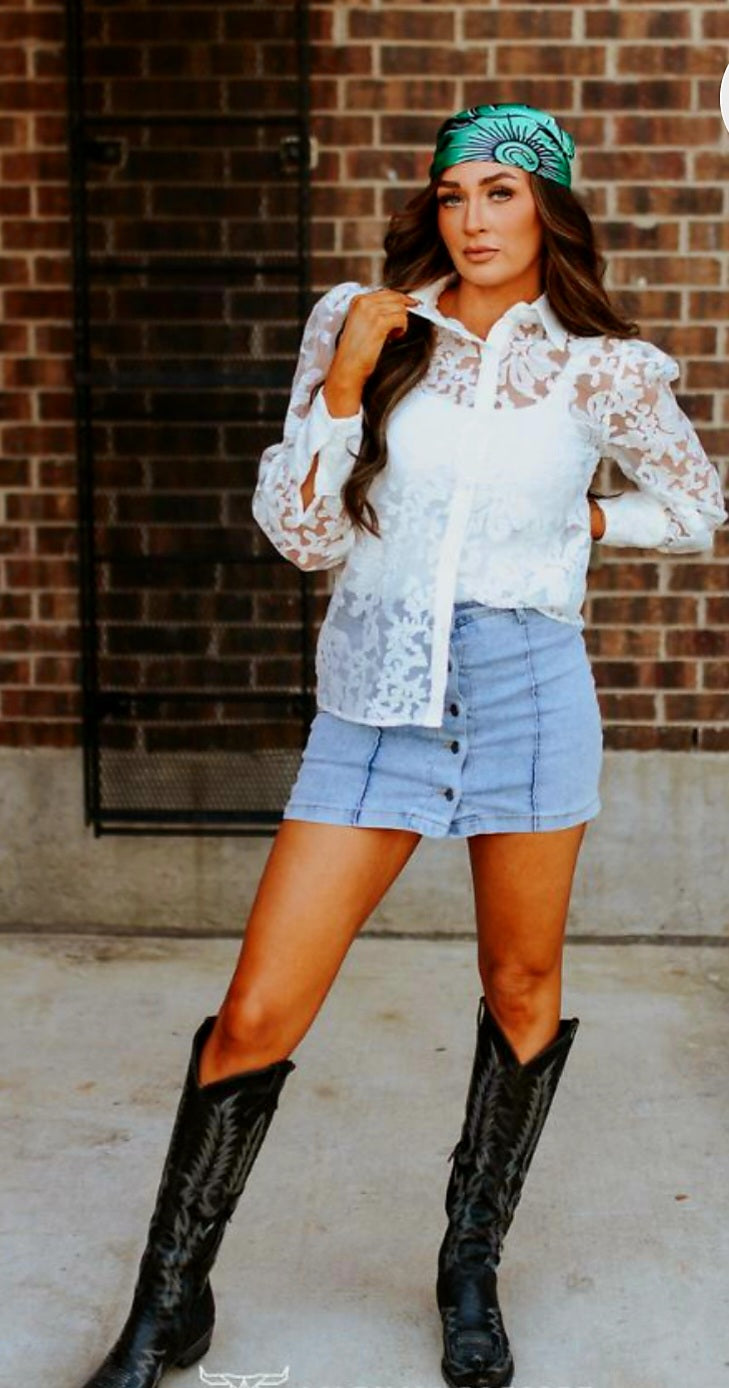 Button Up Lace Top