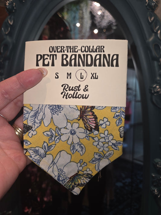 Yellow Floral Dog Hankerchief Large