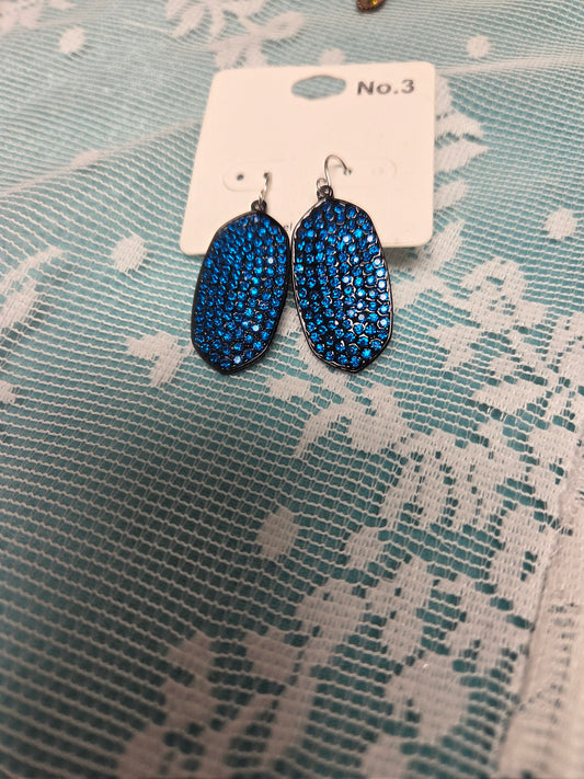 Teal with Black Back Earrings