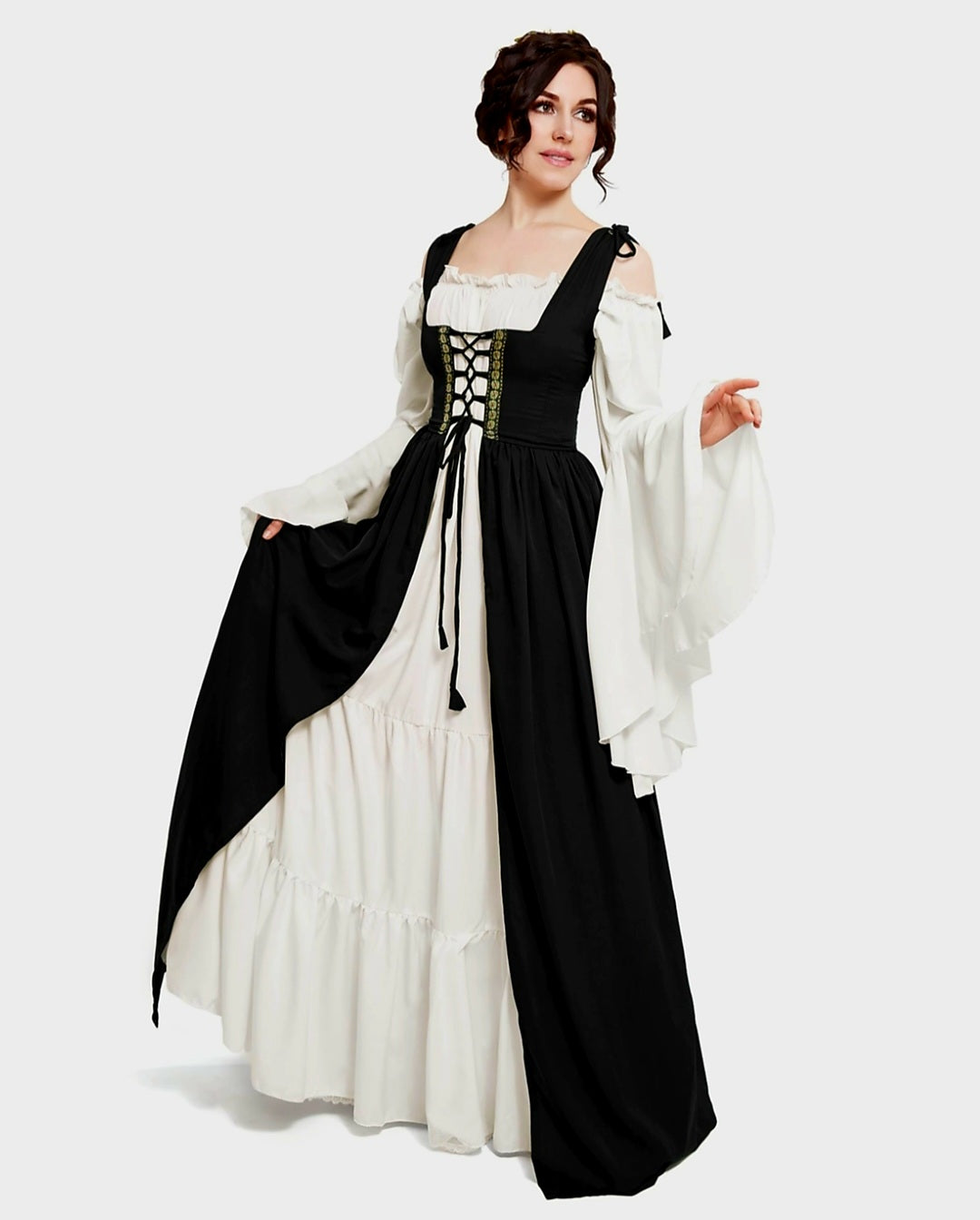 2 Piece Irish Dress and Long Sleeve Chemise Black Costume
