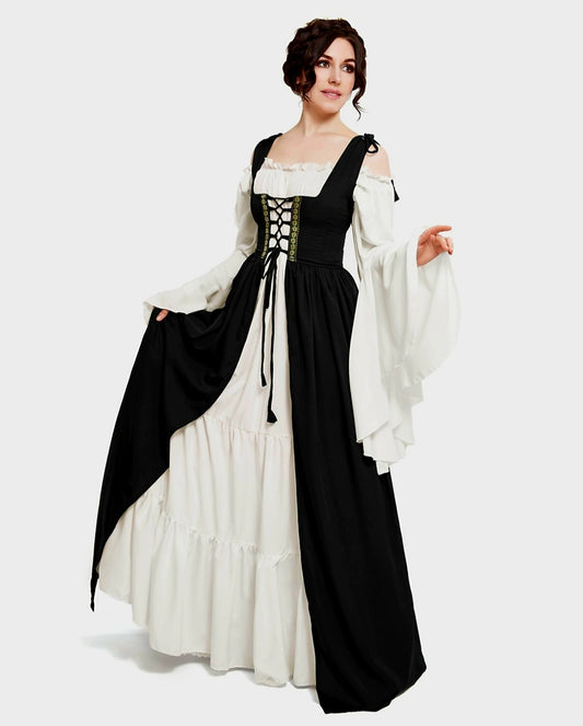 2 Piece Irish Dress and Long Sleeve Chemise Black Costume