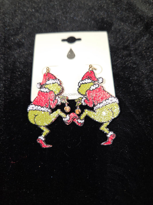 Grinch Butt Earrings