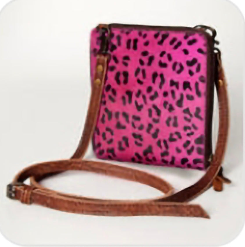 Pink Leo Hair on Hide Genuine Leather