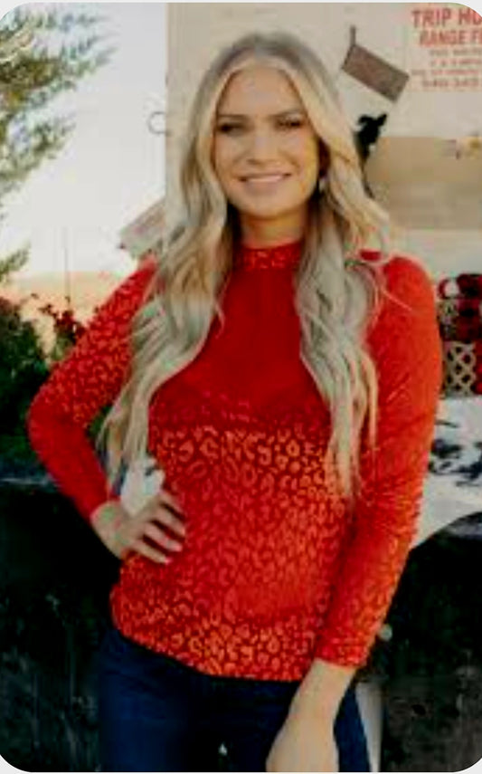 Ruby Red Panther Top