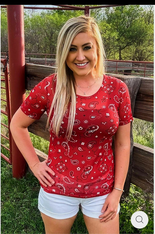 Bandana Babe Red Mesh Top
