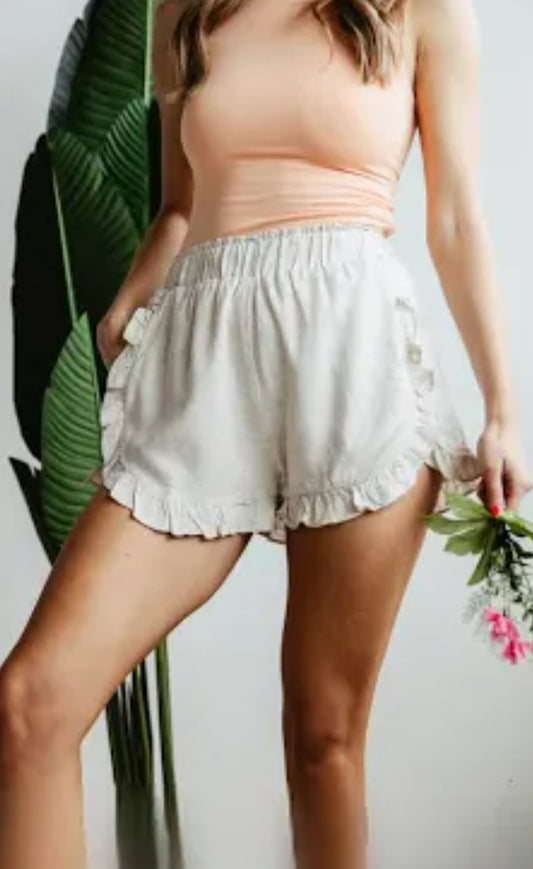 Ruffle It Up Ivory Shorts